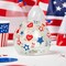 4th of July Decorations - 4 inchs Patriotic Star Globe Night Light with Timer, Independence Day Star Crackle Glass Balls